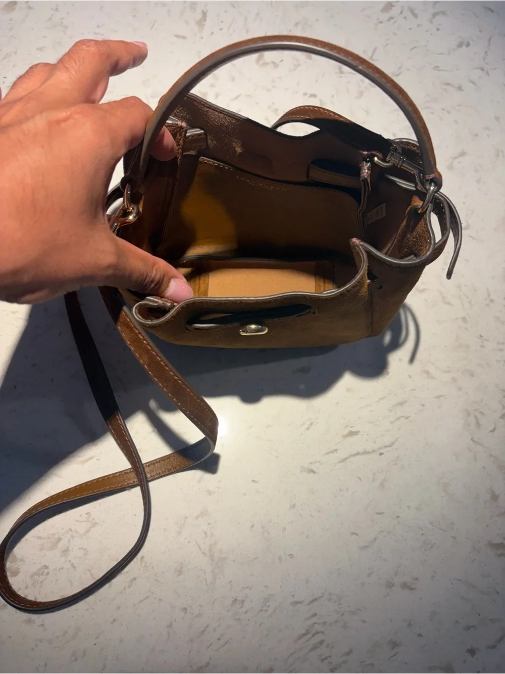 Tory Burch Suede Crossbody Bag in Brown